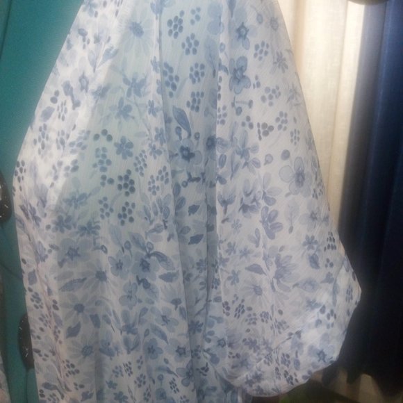 Rachel Zoe Semi-Sheer Blue Floral Kimono / Duster One Size - Picture 4 of 15
